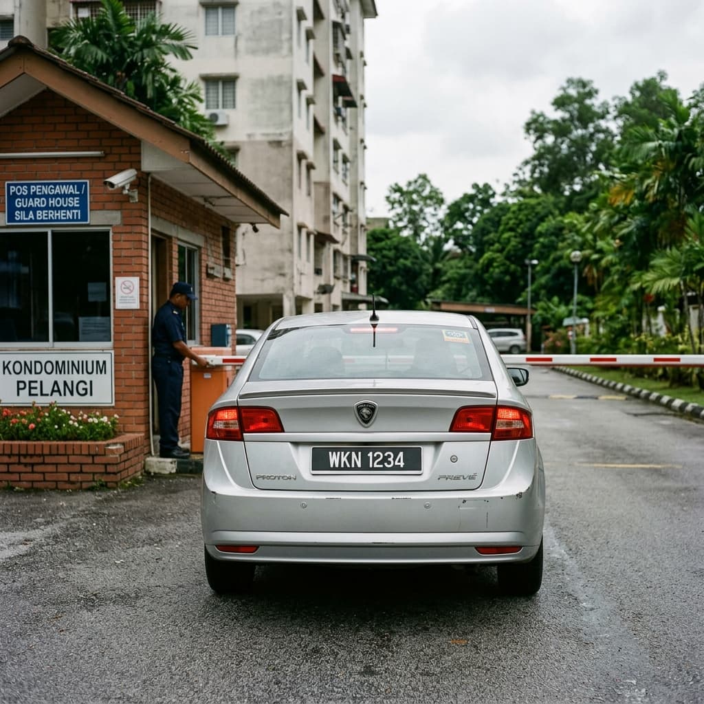 Vehicle arriving at parking entrance